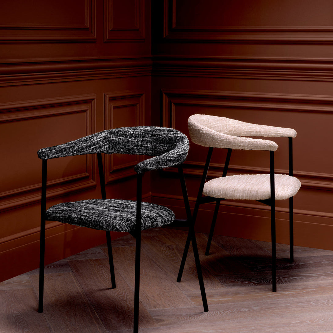 Dining Chair Julio Set Of 2 Boucl&Eacute; Sonata Black Furniture Eichholtz