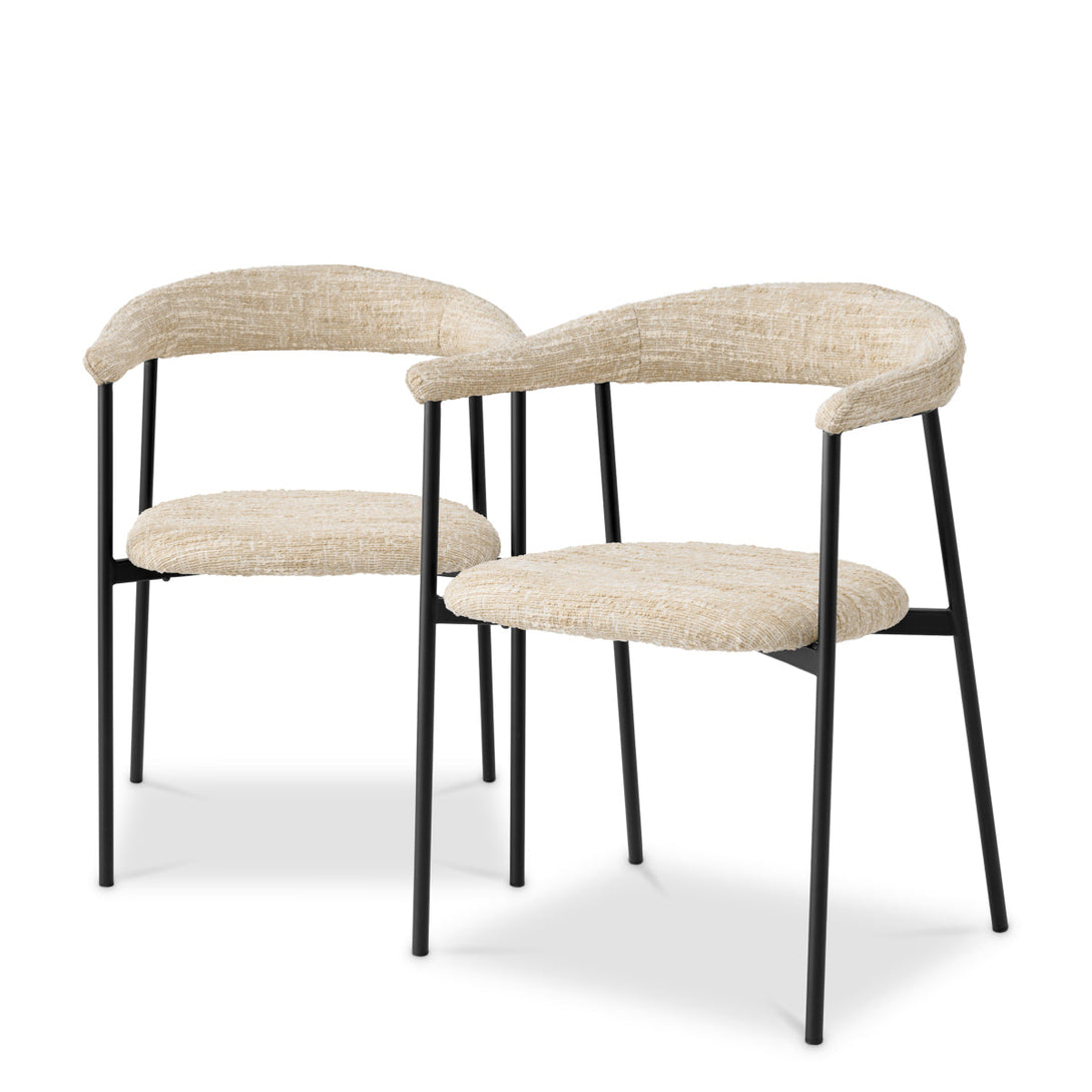 Dining Chair Julio Set Of 2 Boucl&Eacute; Sonata Cream Furniture Eichholtz