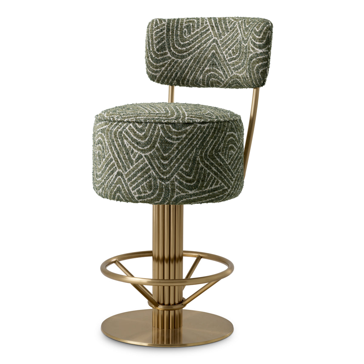 Bar Stool Carleton With Back Brushed Brass Finish Camari Green Swivel ...