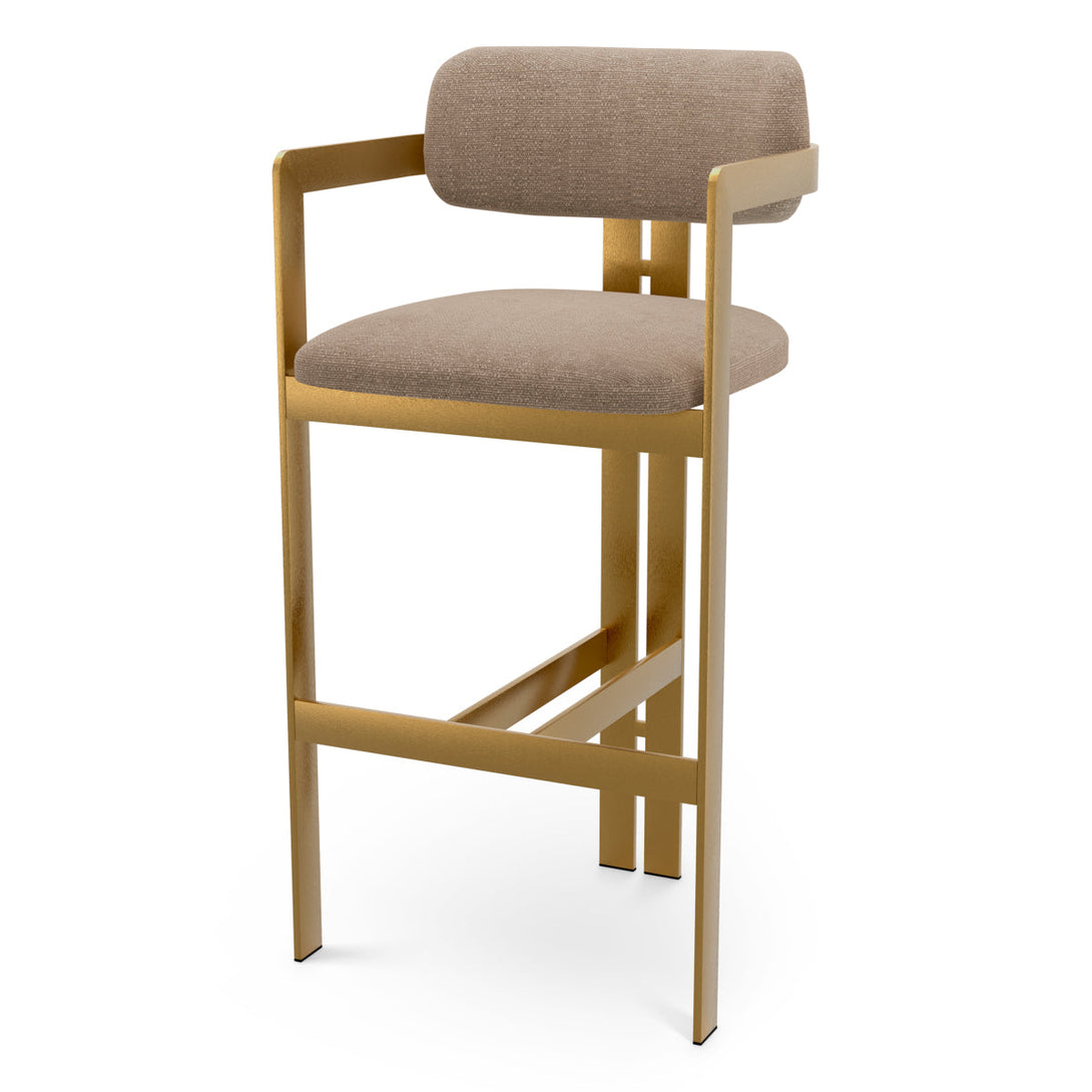 Bar Stool Donato Brushed Brass Finish Stratfort Warm Grey - Image 1