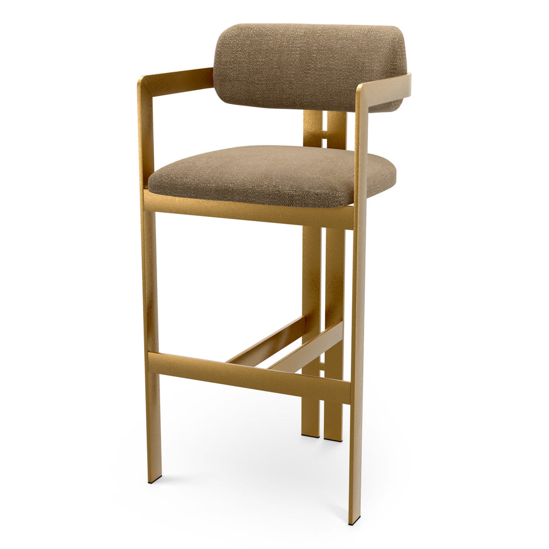 Bar Stool Donato Brushed Brass Finish Stratfort Brown - Image 1
