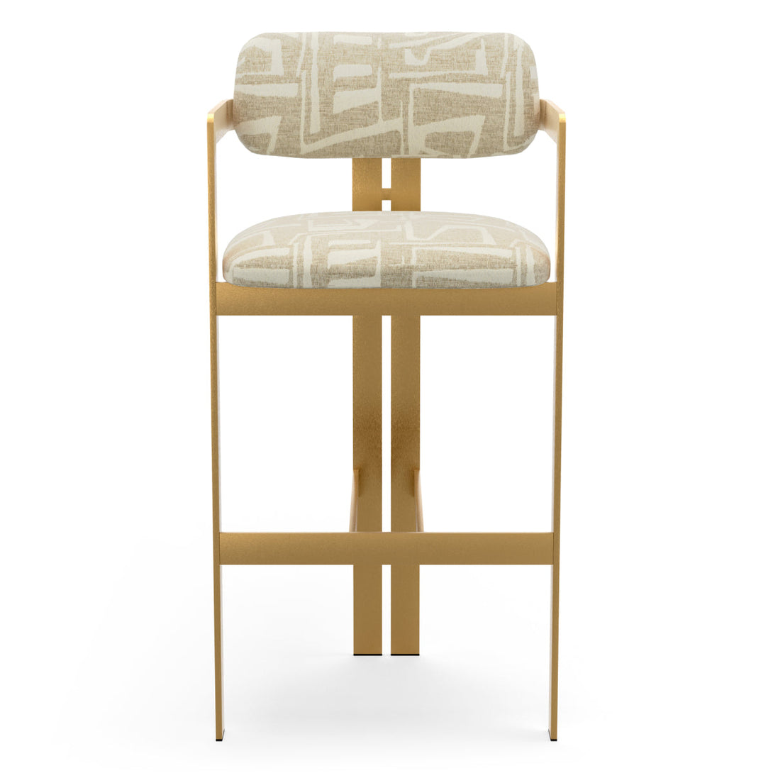 Bar Stool Donato Brushed Brass Finish Davenport Light Grey - Image 2