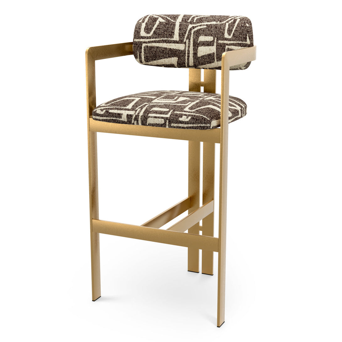 Bar Stool Donato Brushed Brass Finish Davenport Dark Brown - Image 1