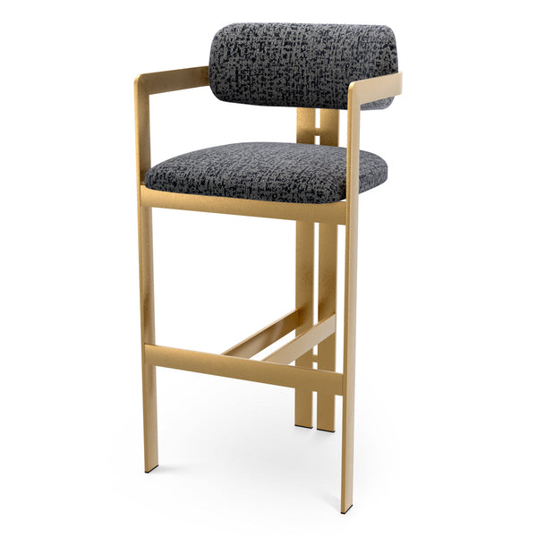 Bar Stool Donato Brushed Brass Finish Montclair Blue - Image 1