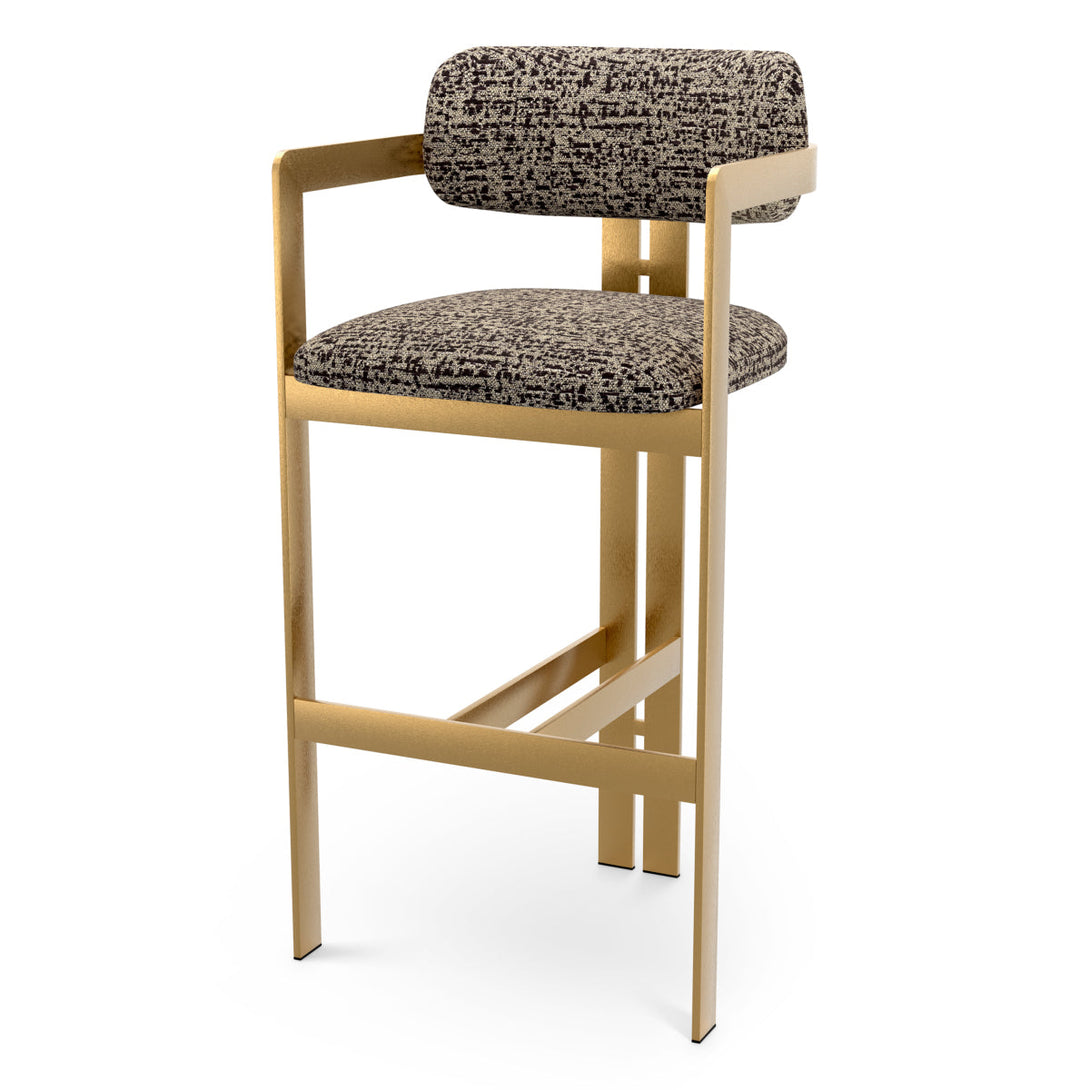 Bar Stool Donato Brushed Brass Finish Montclair Dark Brown - Image 1