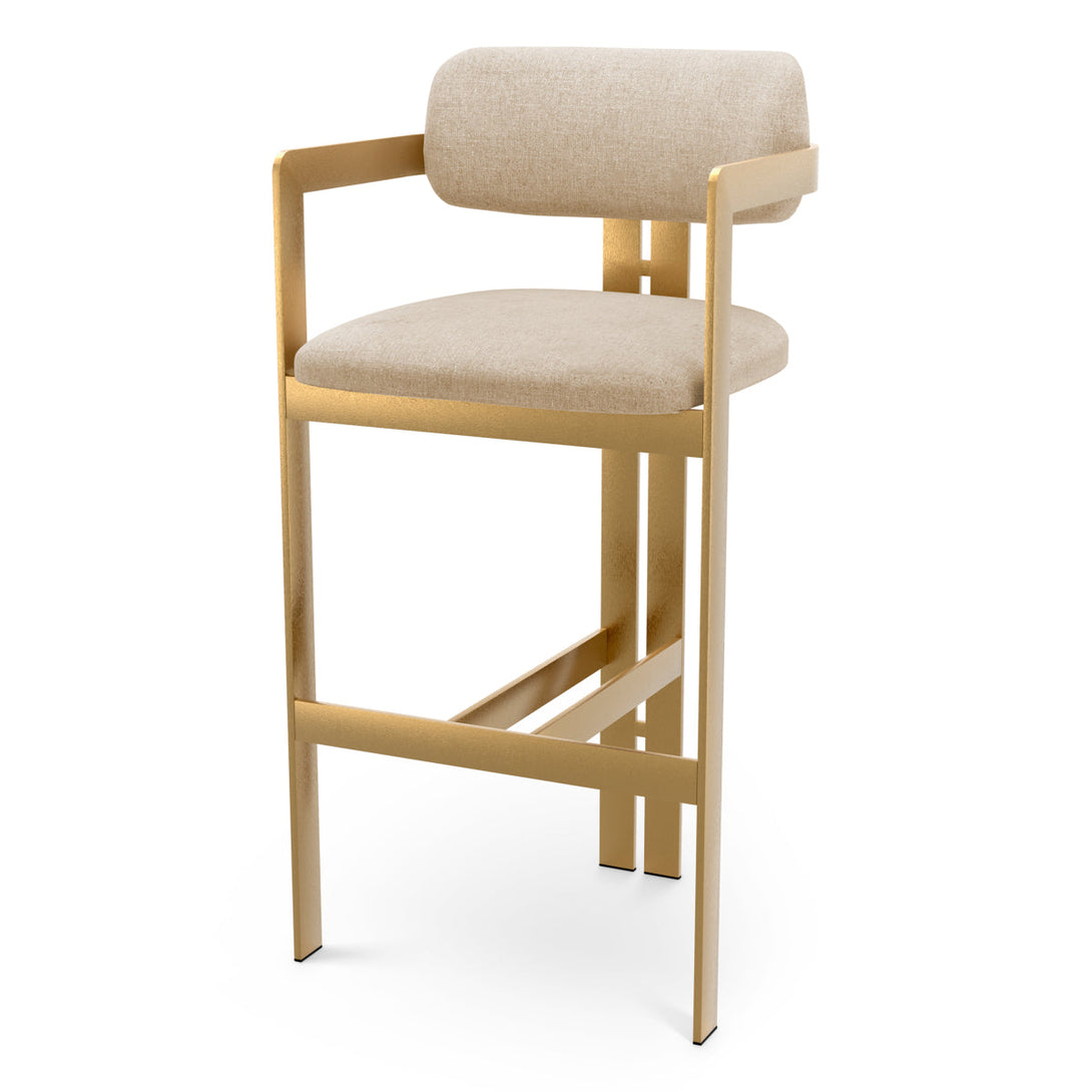 Bar Stool Donato Brushed Brass Finish Hastings Beige - Image 1