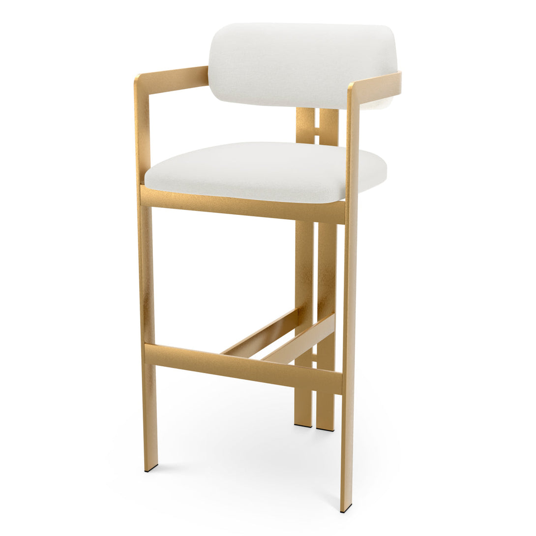 Bar Stool Donato Brushed Brass Finish Muslin White - Image 1