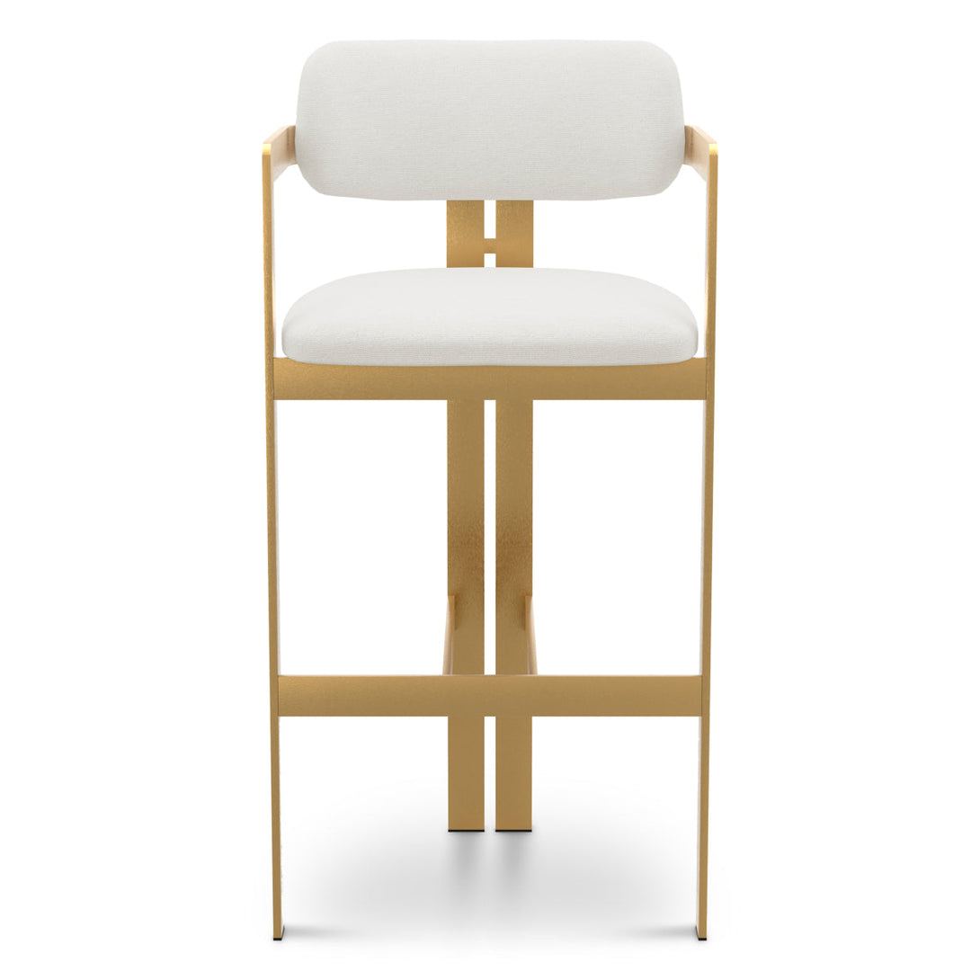 Bar Stool Donato Brushed Brass Finish Muslin White - Image 2
