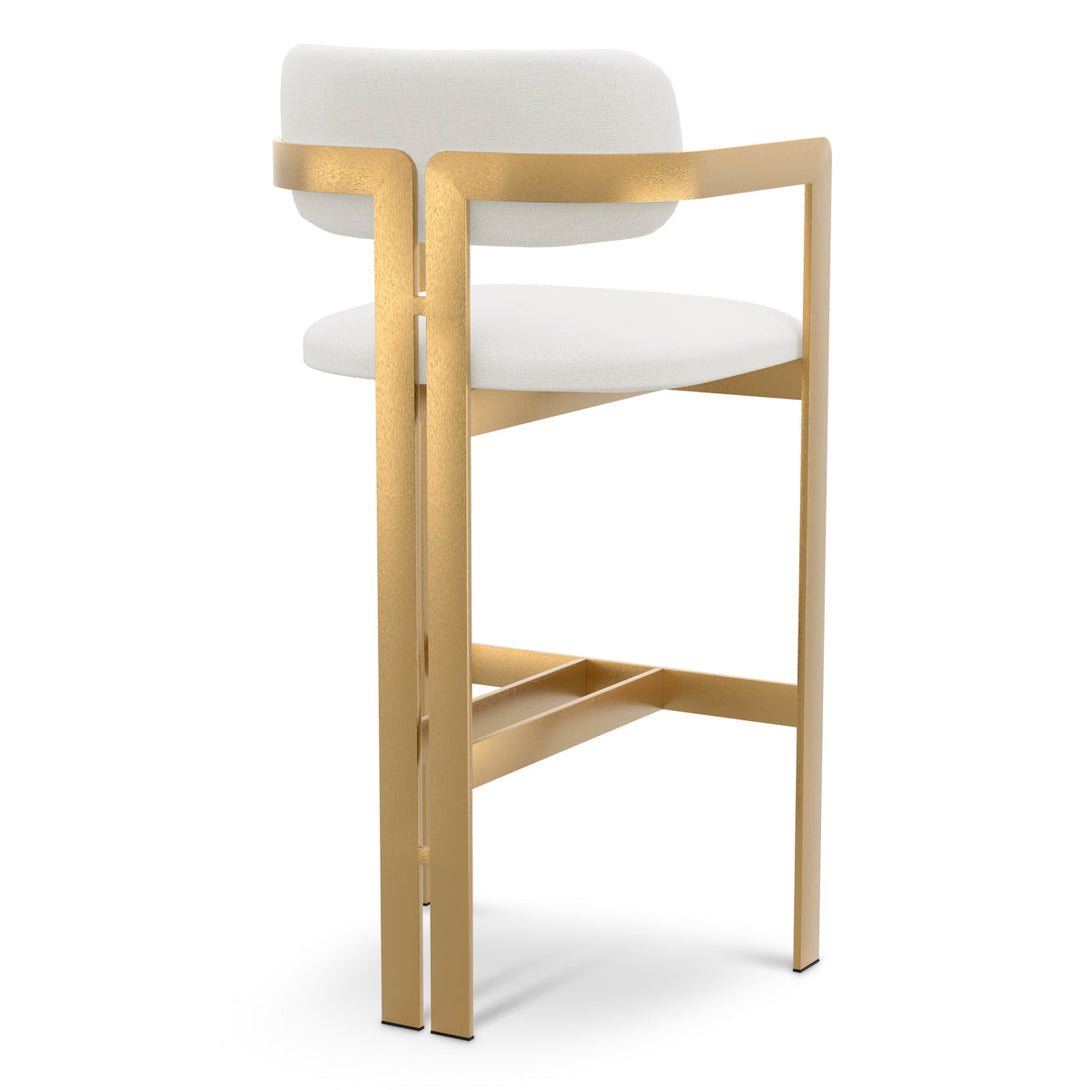 Bar Stool Donato Brushed Brass Finish Muslin White - Image 3