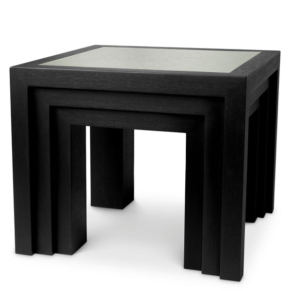 Side Table Metropolitan Black Open Grain Veneer Furniture Eichholtz