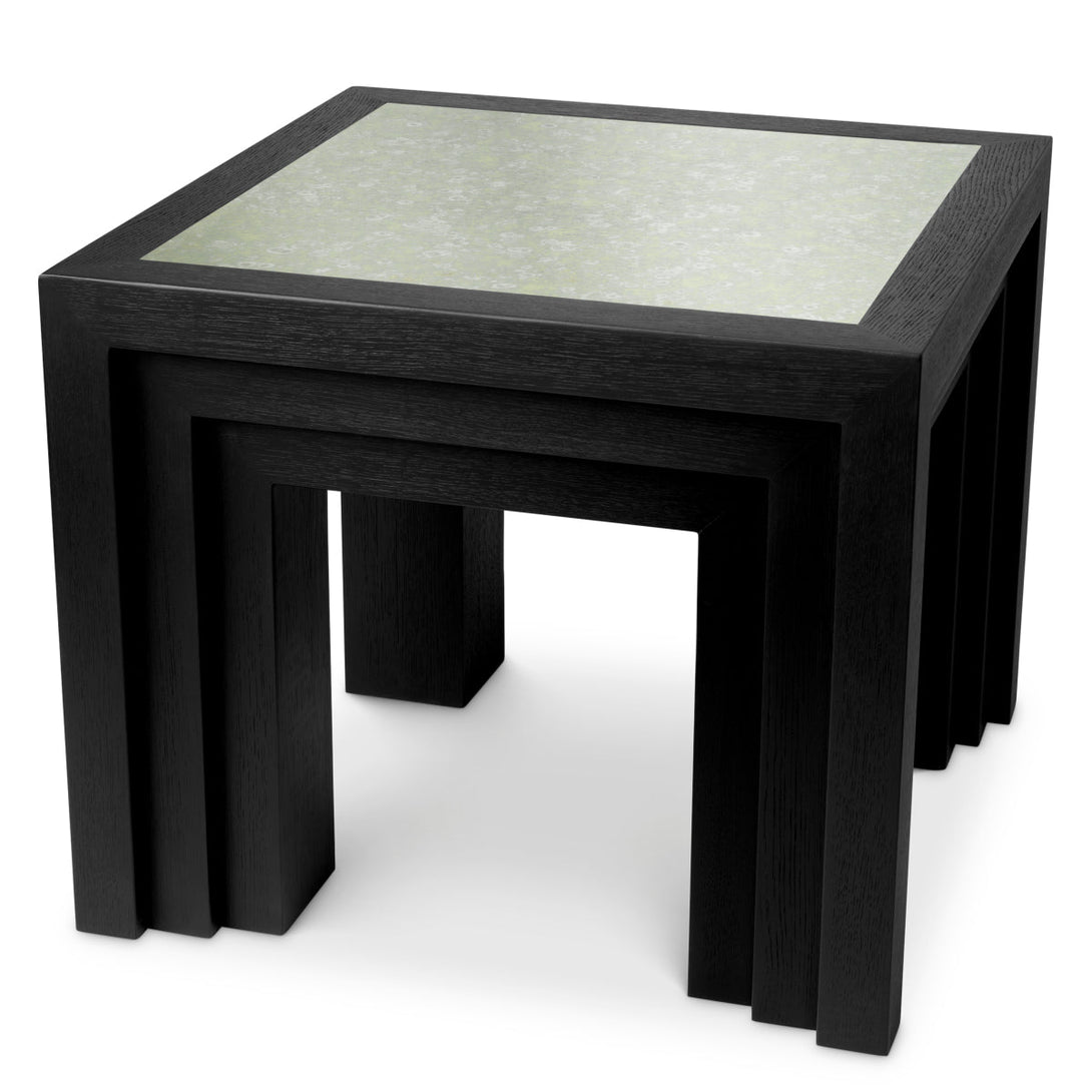 Side Table Metropolitan Black Open Grain Veneer Furniture Eichholtz