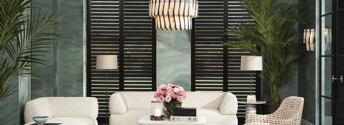 Bold and Iconic living room with Rivington chandelier by Eichholtz